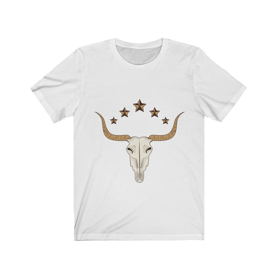 Bull Skull Wild West Short Sleeve T-Shirt (Unisex)